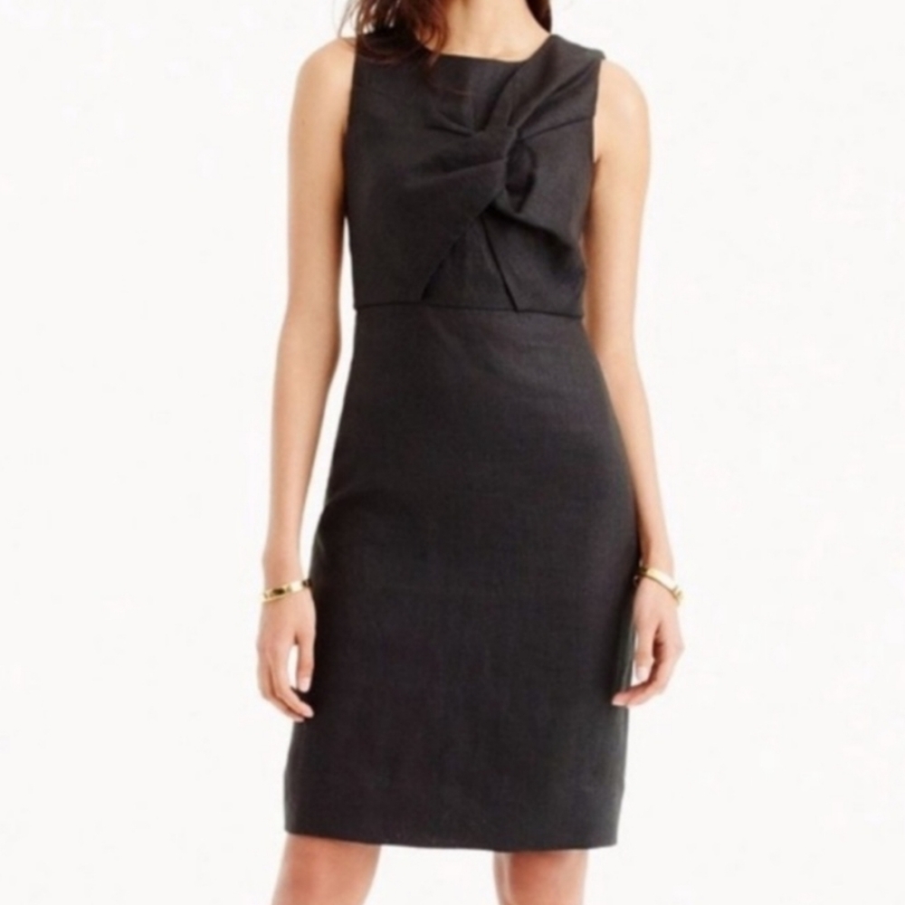 J. Crew Black Drape Knot Irish Linen Women's Dress | Size 2